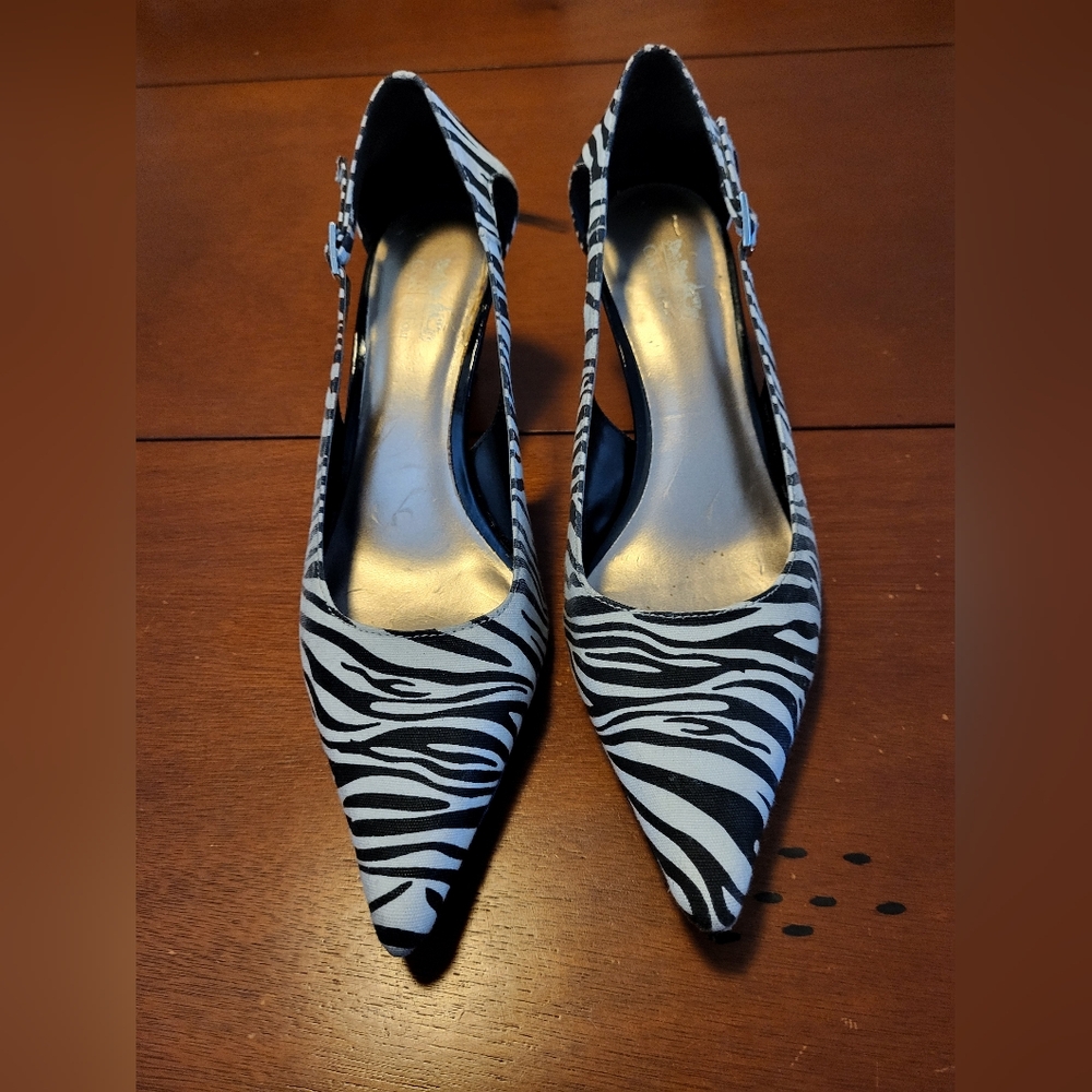 Coach and Four Zebra Print  Heels Sz 7.5